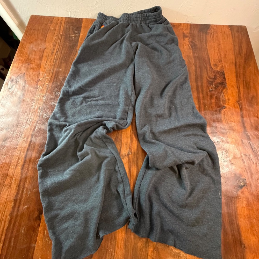 Aviator Nation Womens Wide Leg Sweatpants Charcoal Gray Rainbow Logo Size M